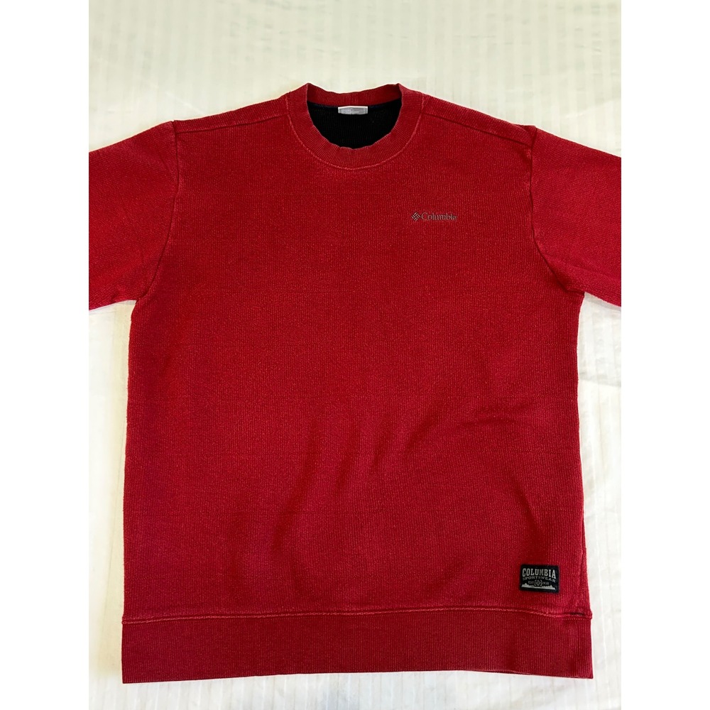 Columbia Sportswear Mens Large Red Textured Knit Crewneck Sweatshirt Pullover